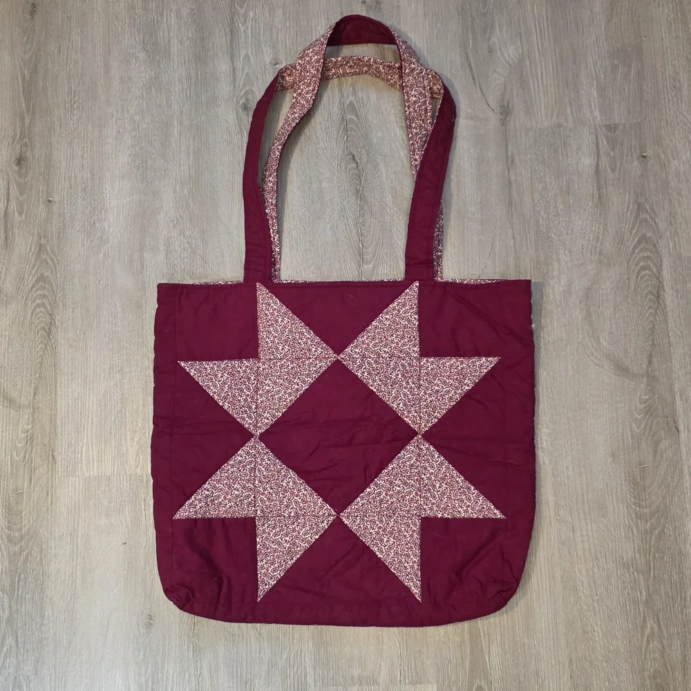 Quilted Star Patchwork Tote Bag Red 17
